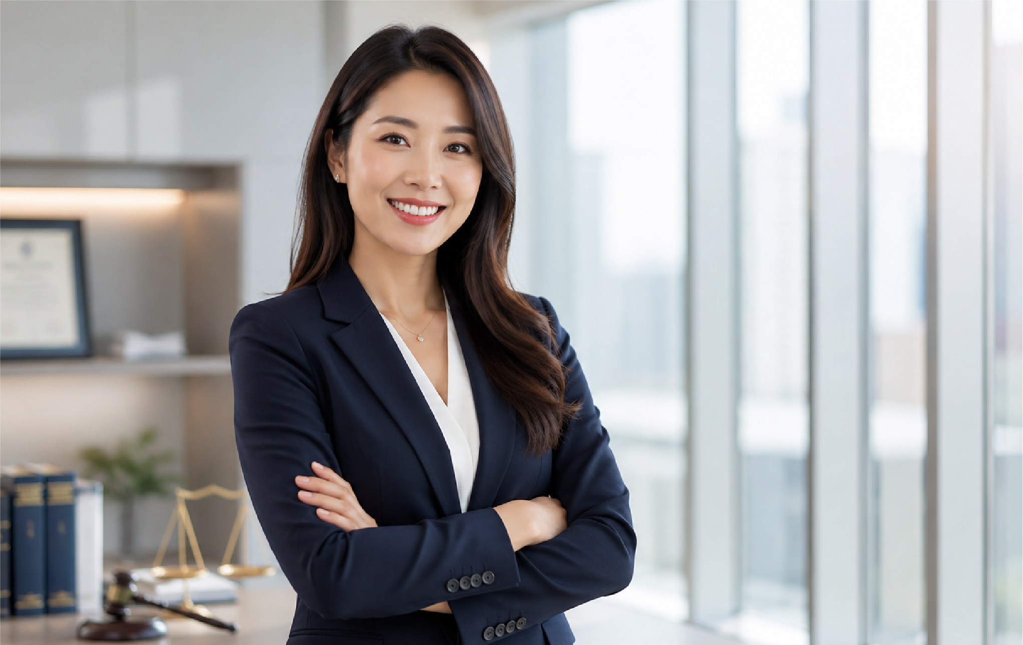 盈萬仕顾问在办公室中微笑站立